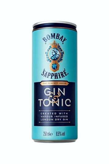Gin tonic, cocktail ready to drink by Bombay Sapphire
